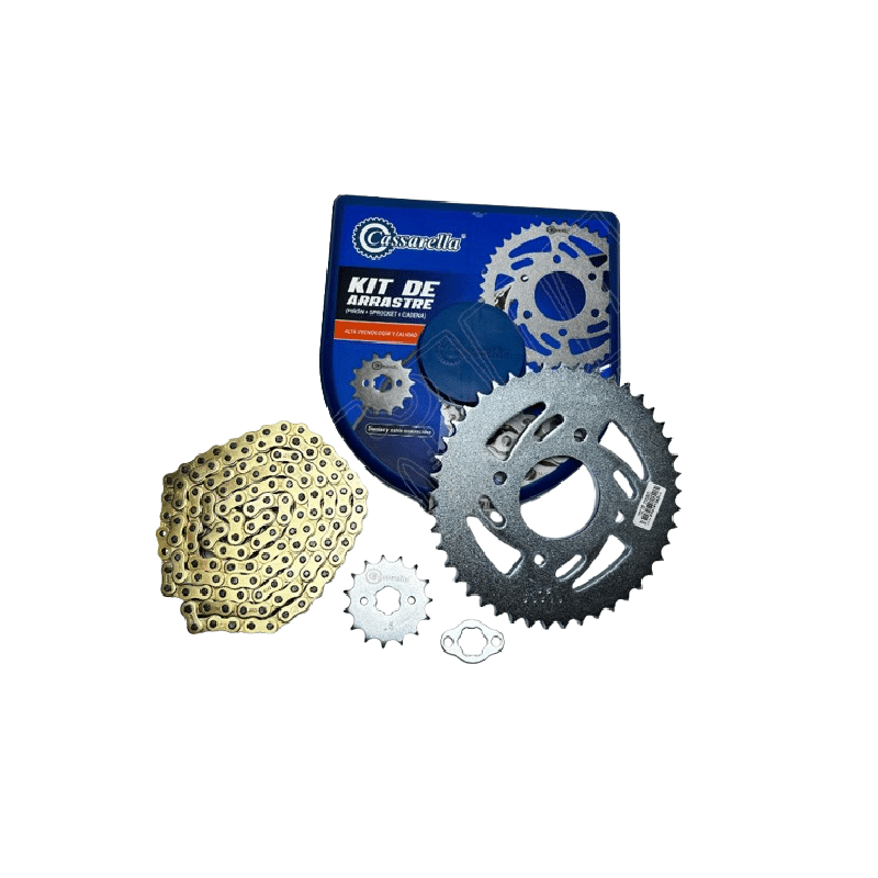 KIT DE ARRASTRE CASSARELLA SUZUKI GIXXER 150 4 HUECOS (PT45C-PD15C-428-H-132C) DORADA ORING