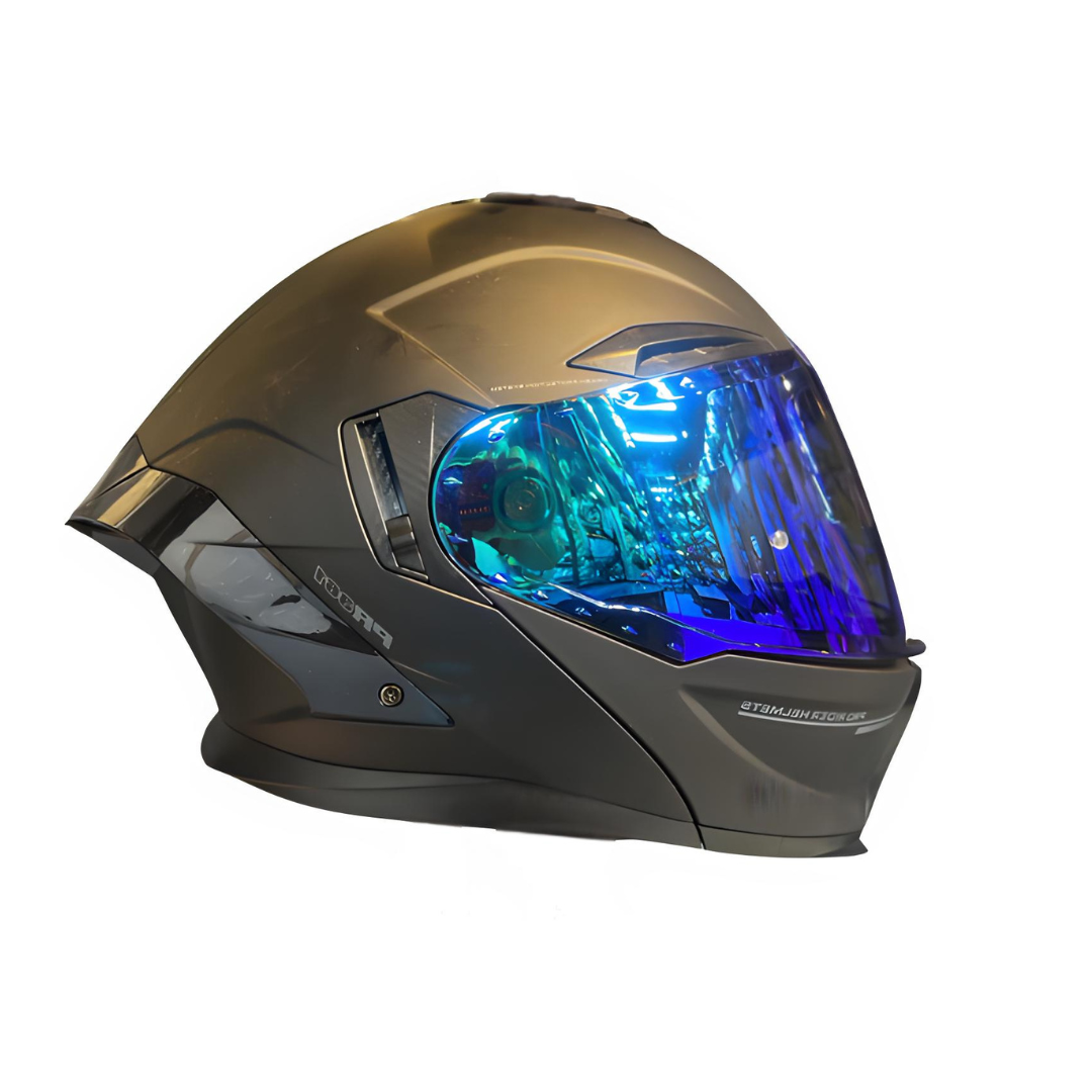 CASCO ABATIBLE PRO RIDER PR361 SOLID NEGRO.VISOR AZUL (PINLOCK)