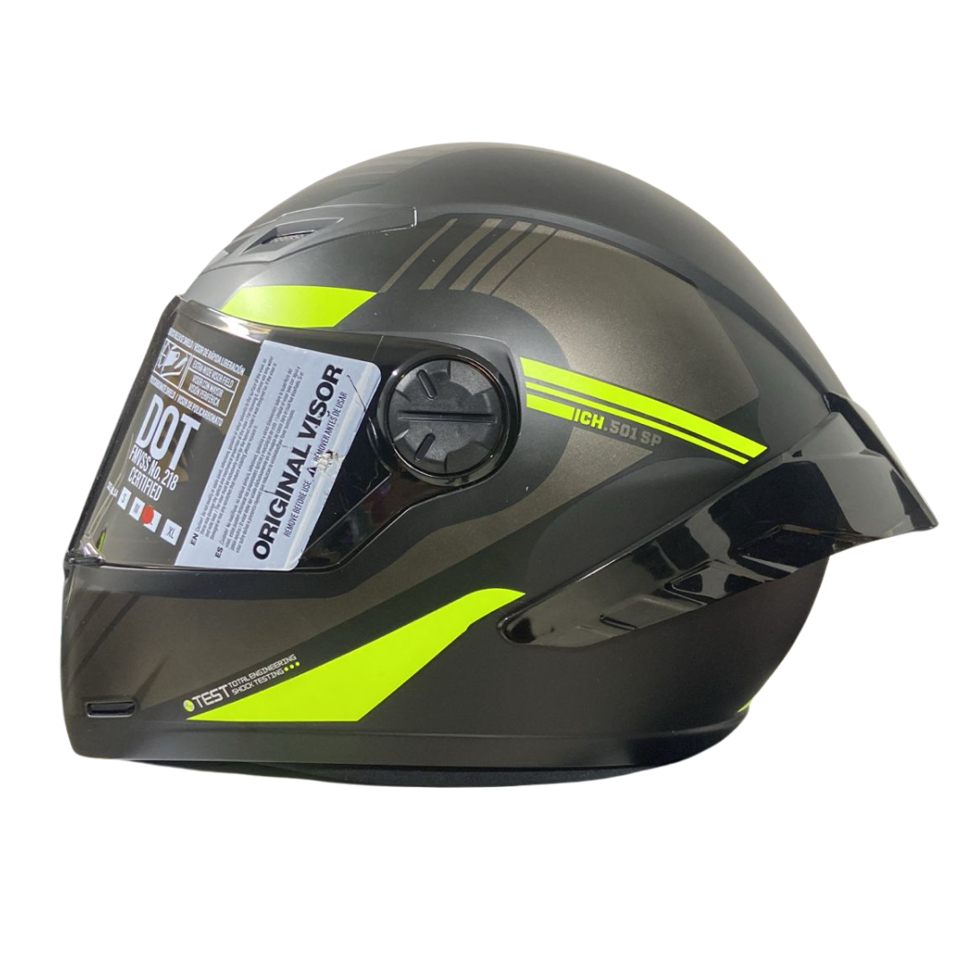 CASCO INTEGRAL ICH 501 SP HADEX NEGRO MATE AMARILLO VISOR HUMO