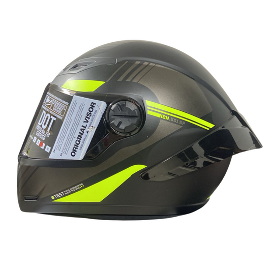 CASCO INTEGRAL ICH 501 SP HADEX NEGRO MATE AMARILLO VISOR HUMO