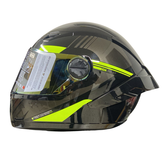 CASCO INTEGRAL ICH 501 SP HADEX NEGRO BRILLANTE AMARILLO VISOR DORADO