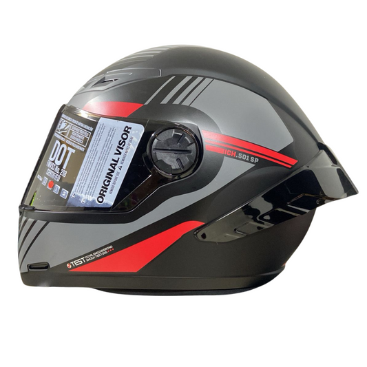 CASCO INTEGRAL ICH 501 SP HADEX NEGRO MATE ROJO VISOR HUMOR