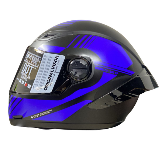 CASCO INTEGRAL ICH 501 SP HADEX NEGRO MATE AZUL VISOR HUMO