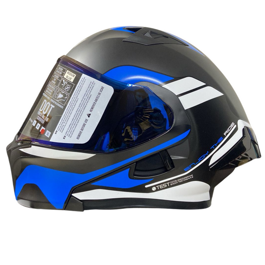 CASCO ABATIBLE ICH 3120 MIXAMO NEGRO MATE AZUL VISOR HUMO