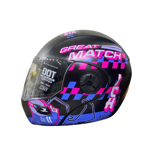 CASCO ABATIBLE ICH 3110 SMALL ERACER NEGRO MATE MORADO VISOR TR