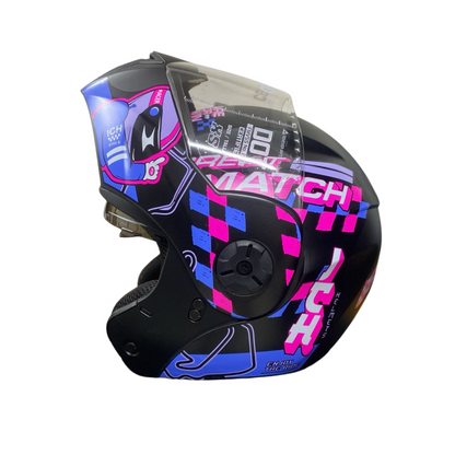 CASCO ABATIBLE ICH 3110 SMALL ERACER NEGRO MATE MORADO VISOR TR