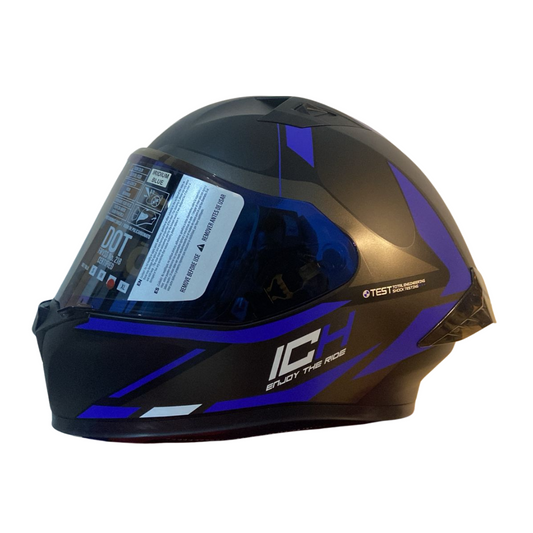 CASCO INTEGRAL ICH 503 TRENT NEGRO MATE AZUL VISOR AZUL