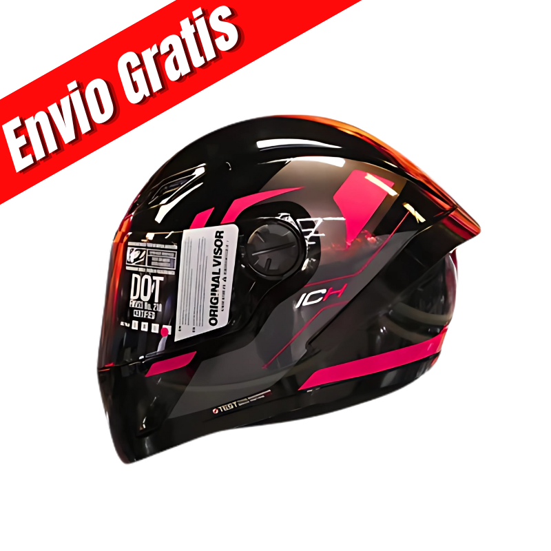 CASCO INTEGRAL ICH 501 SP DES.(NEGRO BRILLANTE/ROJO).VISOR HUMO