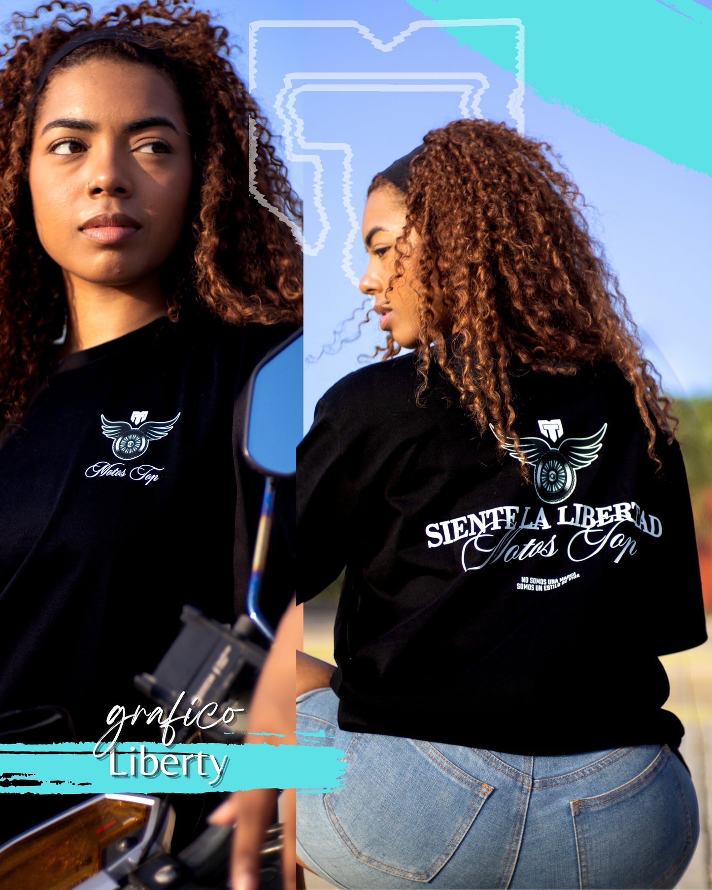 CAMISETA MOTOS TOP LIBERTY NG/BL