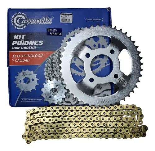 KIT DE ARRASTRE CASSARELLA VICTORY MRX 125 MOD. (2023)4 HUECOS (PT50C-PD14C-428H-132C) DORADA
