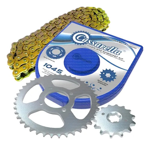 KIT DE ARRASTRE CASSARELLA BAJAJ PULSAR N160 6 HUECOS (PT46C-PD15C-428H-132C) DORADA