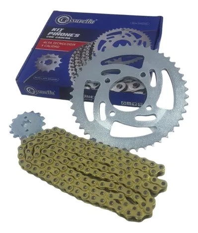 KIT DE ARRASTRE CASSARELLA TVS RAIDER 125 4 HUECOS (PT46C-PD14C-428-H-132C) DORADA