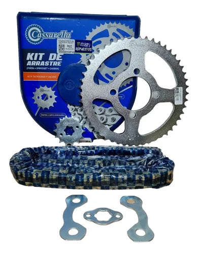 KIT DE ARRASTRE CASSARELLA YAMAHA XTZ 125 4 HUECOS (PT50C-PD14C-428H-124C) DORADA
