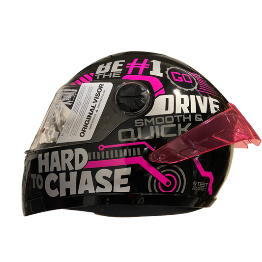 CASCO INTEGRAL ICH 501 SP RIDABYTE NEGRO BRILLANTE FUCSIA VISOR TRANSPARENTE