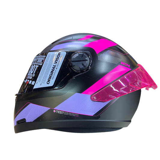 CASCO INTEGRAL ICH 501 SP RUUBIR NEGRO MATE FUCSIA VISOR HUMO