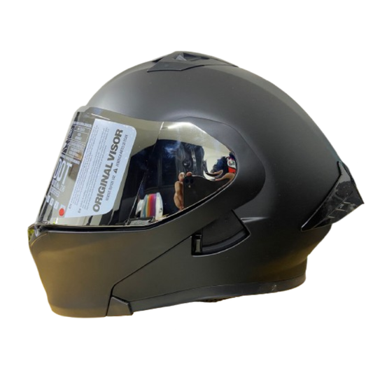 CASCO ABATIBLE ICH 3120 NEGRO MATE PLANO VISOR PLATEADO