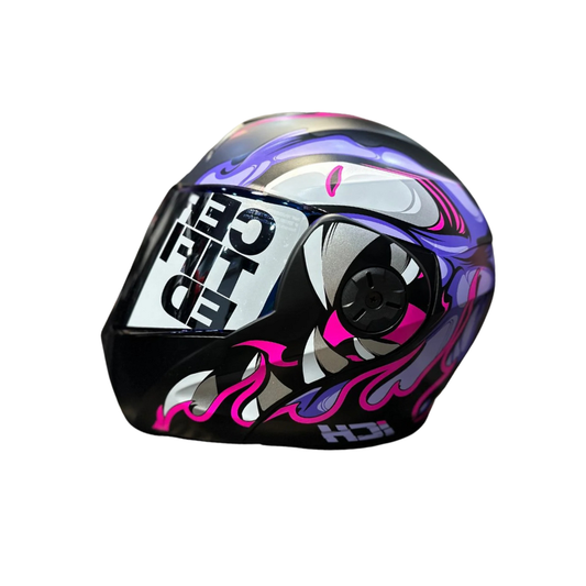 CASCO ABATIBLE ICH 3110 SP VIBOR NEGRO MATE FUCSIA VISOR AZUL