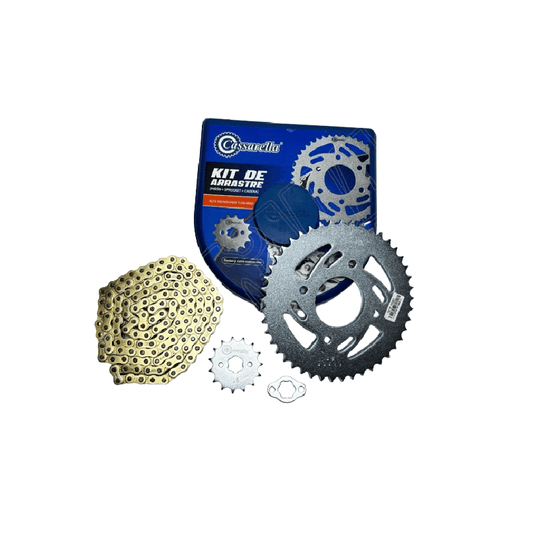 KIT DE ARRASTRE CASSARELLA SUZUKI GIXXER 150 4 HUECOS (PT45C-PD15C-428-H-132C) DORADA ORING
