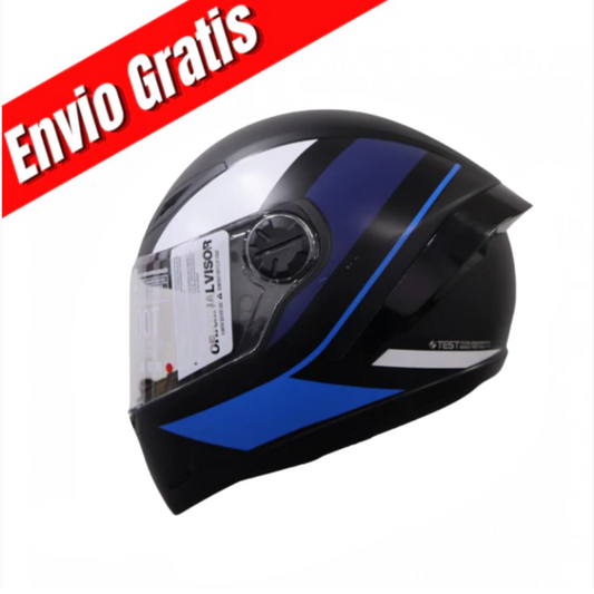 CASCO INTEGRAL ICH 501 SP DEUS.(NEGRO MATE/AZUL).VISOR TRANSPARENTE