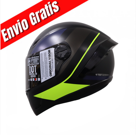 CASCO INTEGRAL ICH 501 SP DEUS.(NEGRO MATE/AMARILLO).VISOR HUMO