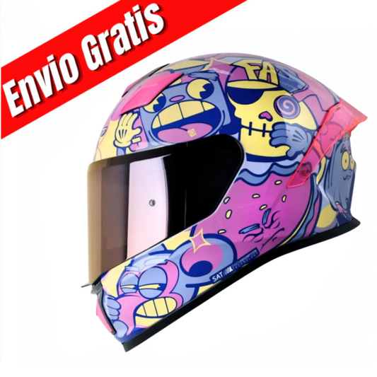 CASCO INTEGRAL SHAFT 559 DIMON (MORADO/ROSADO).VISOR COLOR