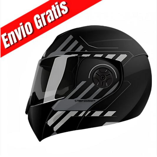 CASCO ABATIBLE ICH 3110 CICU.(NEGRO MATE/GRIS).VISOR PLATEADO